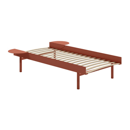 Bed 90 - 180 cm (High) by Moebe- Bed Frame / with 90cm wide Slats /  2 Side Table /  Terracotta