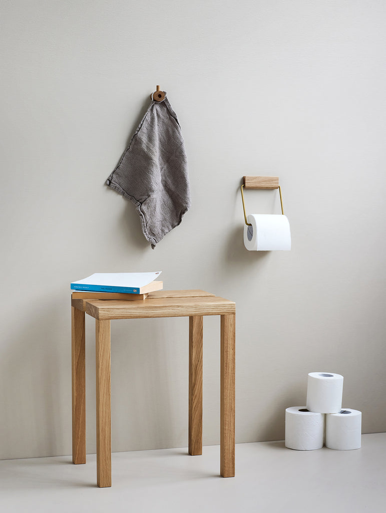 Wooden Toilet Roll Holder by Moebe - Brass