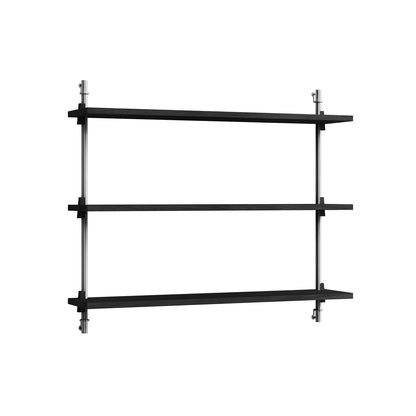 Wall Shelving System Sets WS.65.1 by Moebe - Stainless Steel Uprights / Black Painted Oak