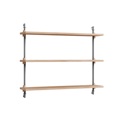 Wall Shelving System Sets WS.65.1 by Moebe - Stainless Steel Uprights / Oiled Oak