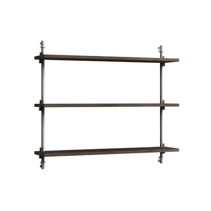 Wall Shelving System Sets WS.65.1 by Moebe - Stainless Steel Uprights / Smoked Oak