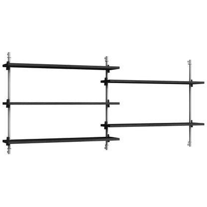 Wall Shelving System Sets WS.65.2 by Moebe - Stainless Steel Uprights / Black Painted Oak