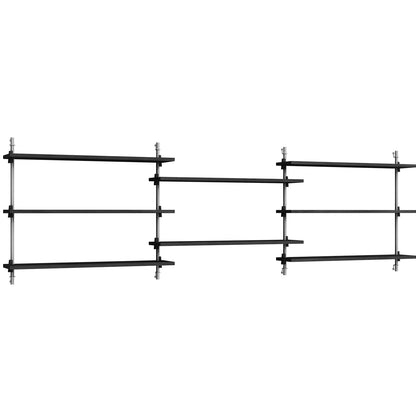 Wall Shelving System Sets WS.65.3 by Moebe - Stainless Steel Uprights / Black Painted Oak
