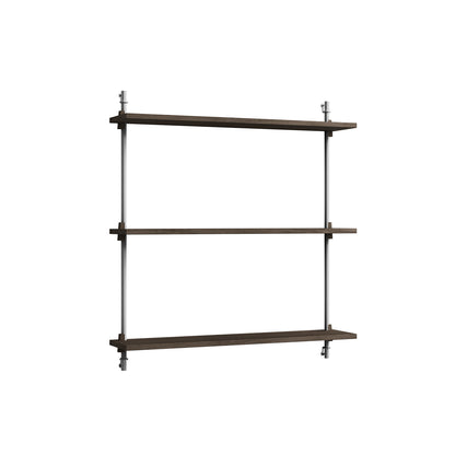 Wall Shelving System Sets (85 cm) by Moebe - WS.85.1 / Stainless Steel Uprights / Smoked Oak