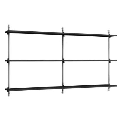 Wall Shelving System Sets (85 cm) by Moebe - WS.85.2.B / Stainless Steel Uprights / Black Painted Oak
