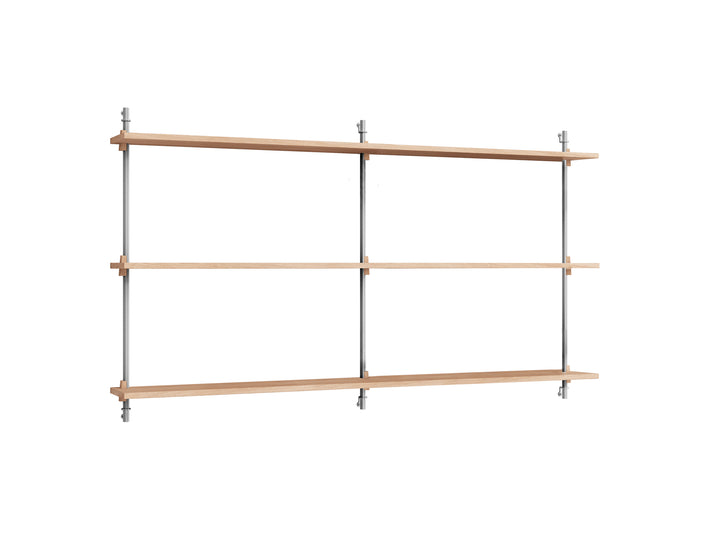 Wall Shelving System Sets (85 cm) by Moebe - WS.85.2.B / Stainless Steel Uprights / Oiled Oak