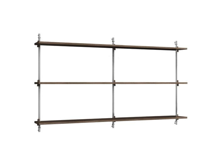 Wall Shelving System Sets (85 cm) by Moebe - WS.85.2.B / Stainless Steel Uprights / Smoked Oak
