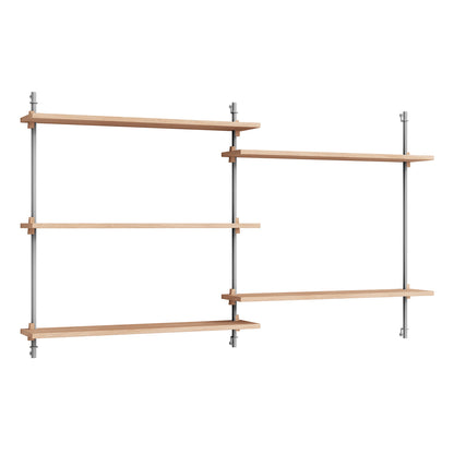 Wall Shelving System Sets (85 cm) by Moebe - WS.85.2 / Stainless Steel Uprights / Oiled Oak