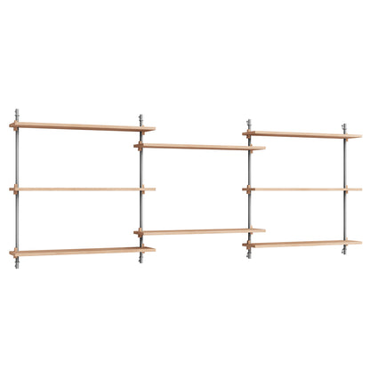 Wall Shelving System Sets (85 cm) by Moebe - WS.85.3 / Stainless Steel Uprights / Oiled Oak
