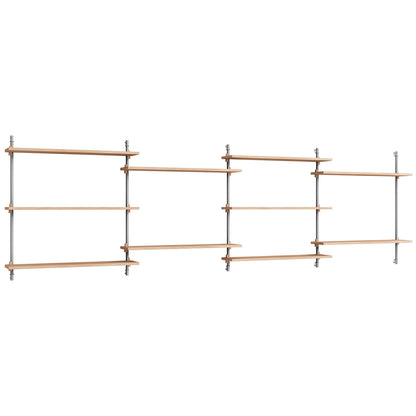 Wall Shelving System Sets (85 cm) by Moebe - WS.85.4 / Stainless Steel Uprights / Oiled Oak