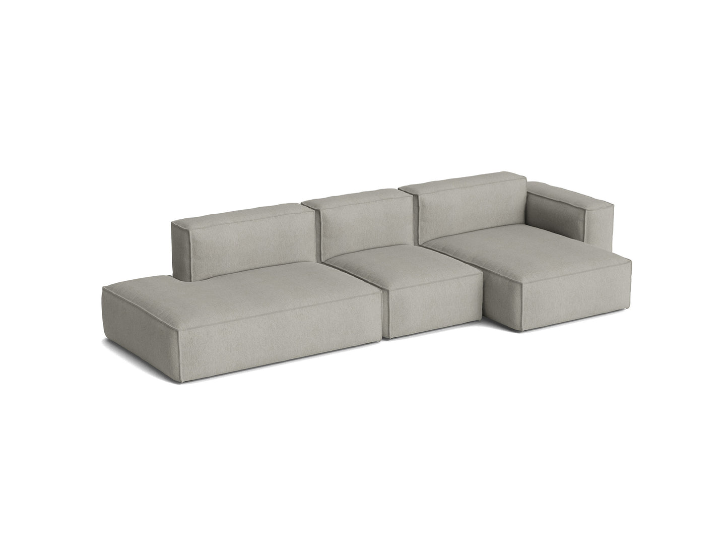 Mags Soft 3 Seater Sofa (Low Armrest) with Removable Cover by HAY - Combination 4 Right / Turf Light Grey