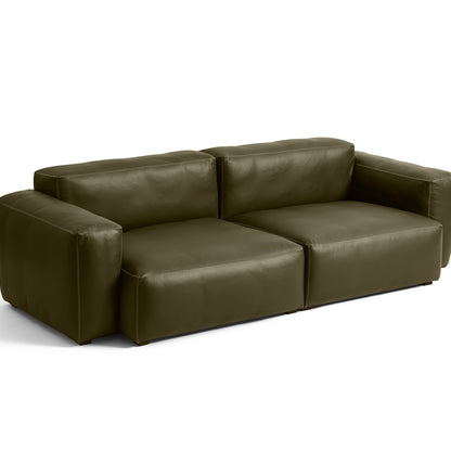Mags Soft 2.5 Seater Sofa (Low Armrest) by HAY - Forest Sense Leather / Beige Stitches