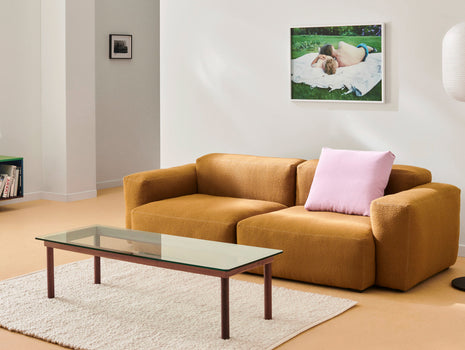Kofi Table / 140 x 50 cm / Walnut Base / Clear Glass Tabletop / HAY