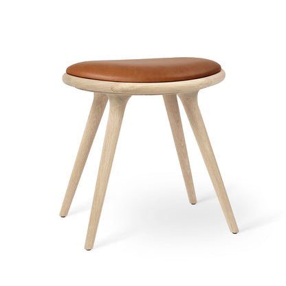 Mater Low Stool - Matt Oak Base / Walnut Nuance Leather Seat