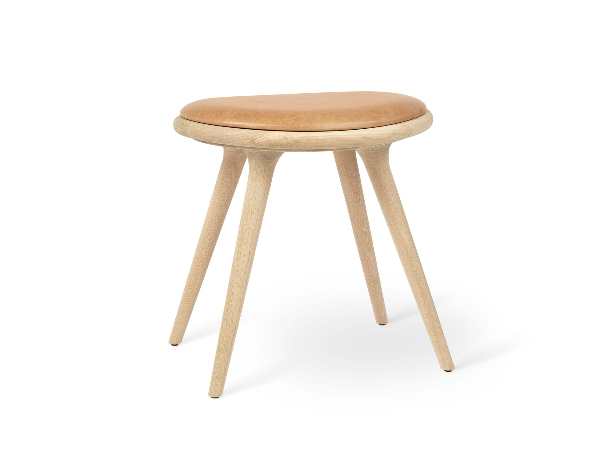 Mater Low Stool - Soaped Oak Base / Pista Sand Camo Leather Seat