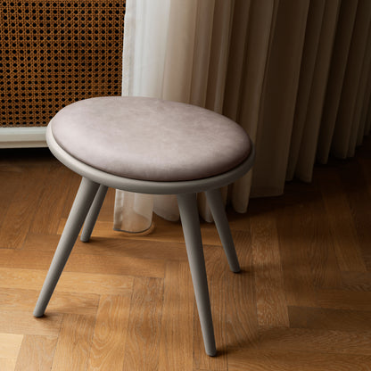 Mater Low Stool - Grey Stained Beech Base / Burned Grey Nuance Leather Seat