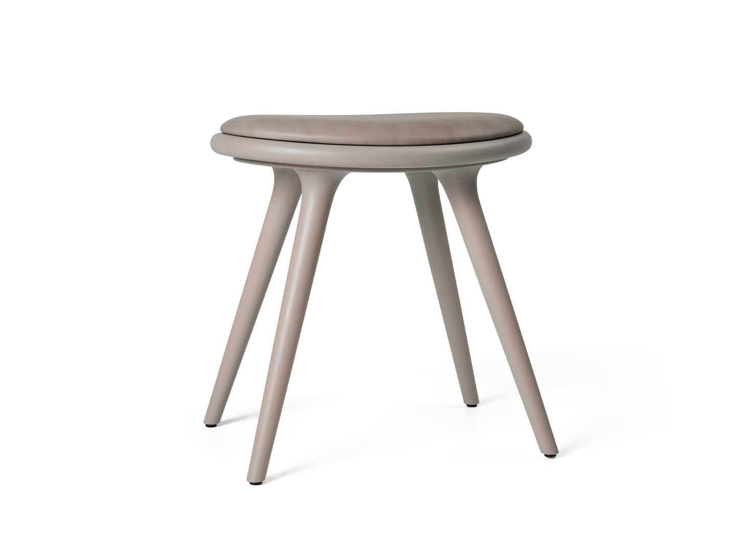 Mater Low Stool - Grey Stained Beech Base / Burned Grey Nuance Leather Seat