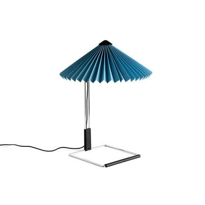 Matin Table Lamp - Mirror Plated Steel Base / Placid Blue Shade by HAY