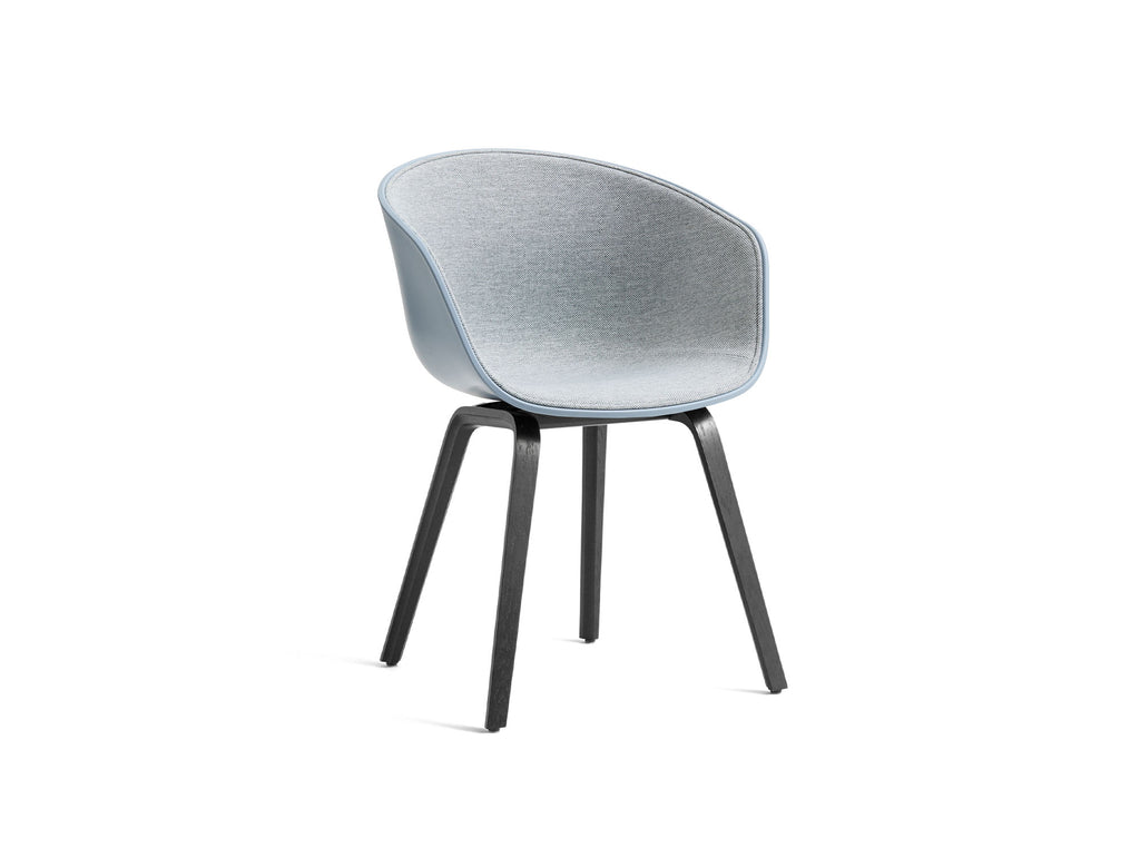 About A Chair AAC 22 - Front Upholstery by HAY - Slate Blue 2.0 + Mode 002 Shell / Black Lacquered Oak Base