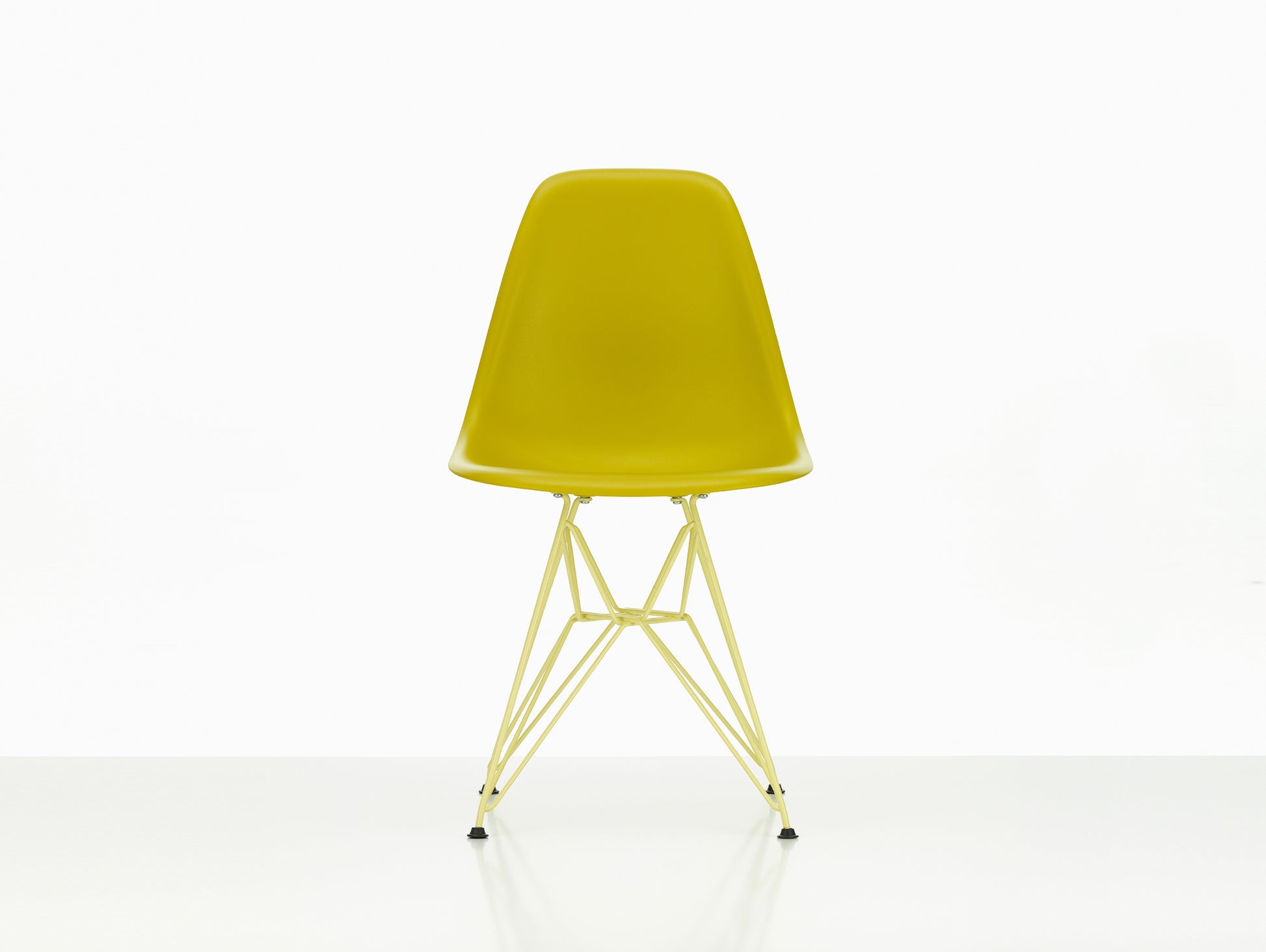 Eames DSR Plastic Side Chair by Vitra - Mustard 34 Seat / Citron 92 Base