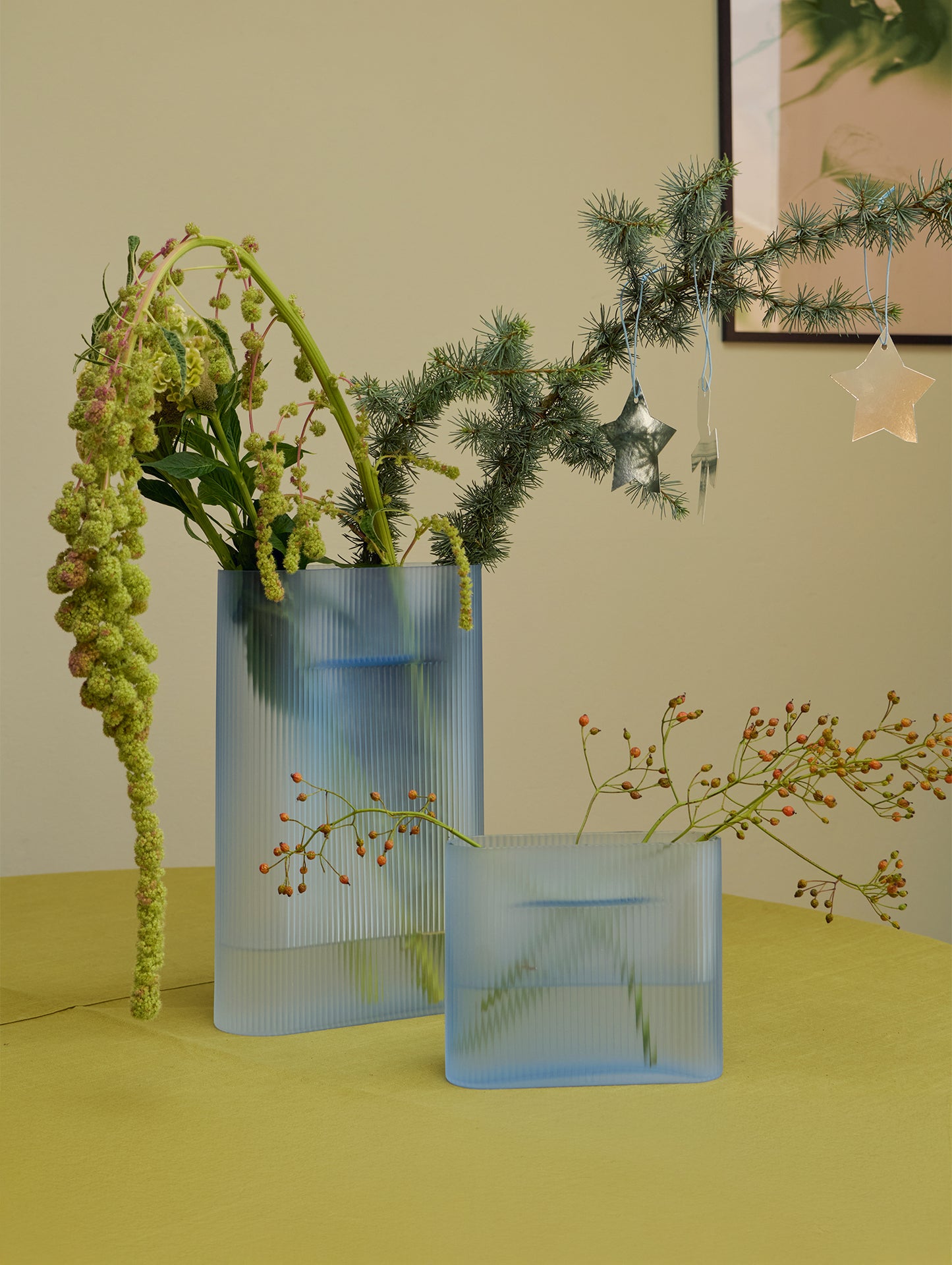 Ridge Vase by Muuto - Light Blue Frosted Glass