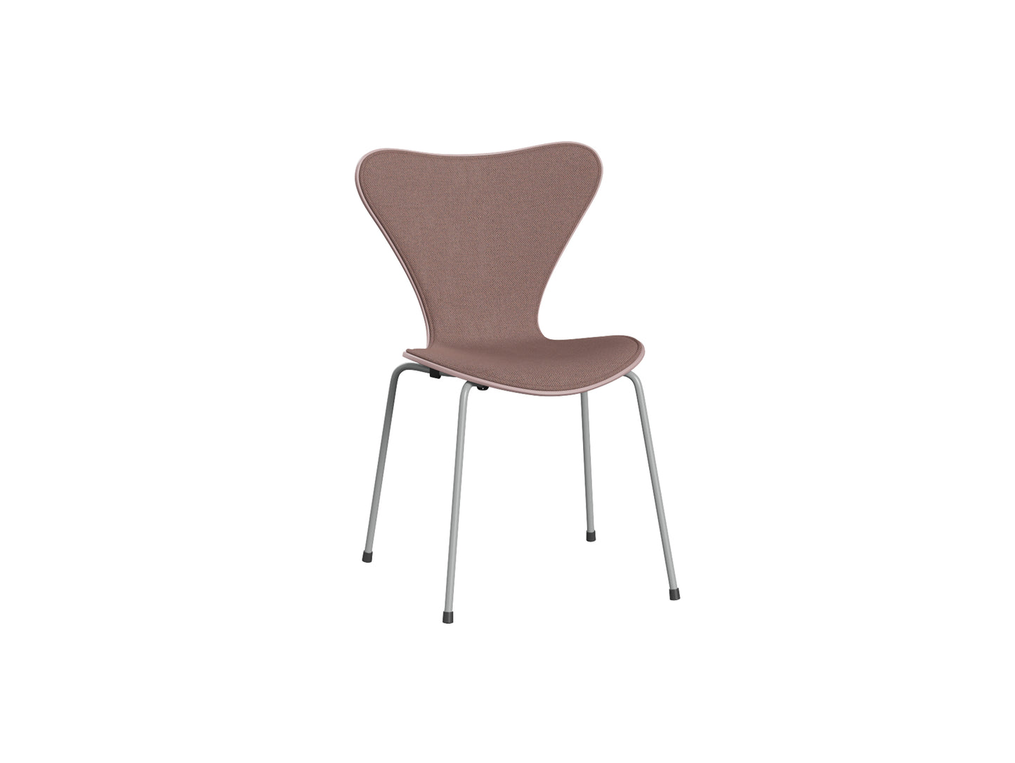 Series 7™ 3107 Dining Chair (Front Upholstered) by Fritz Hansen - Nine Grey Steel /Front: Re-wool 648 / Back: Pale Rose Lacquered Veneer