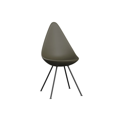 Drop Dining Chair Plastic (3110) by Fritz Hansen - Olive / Black Base