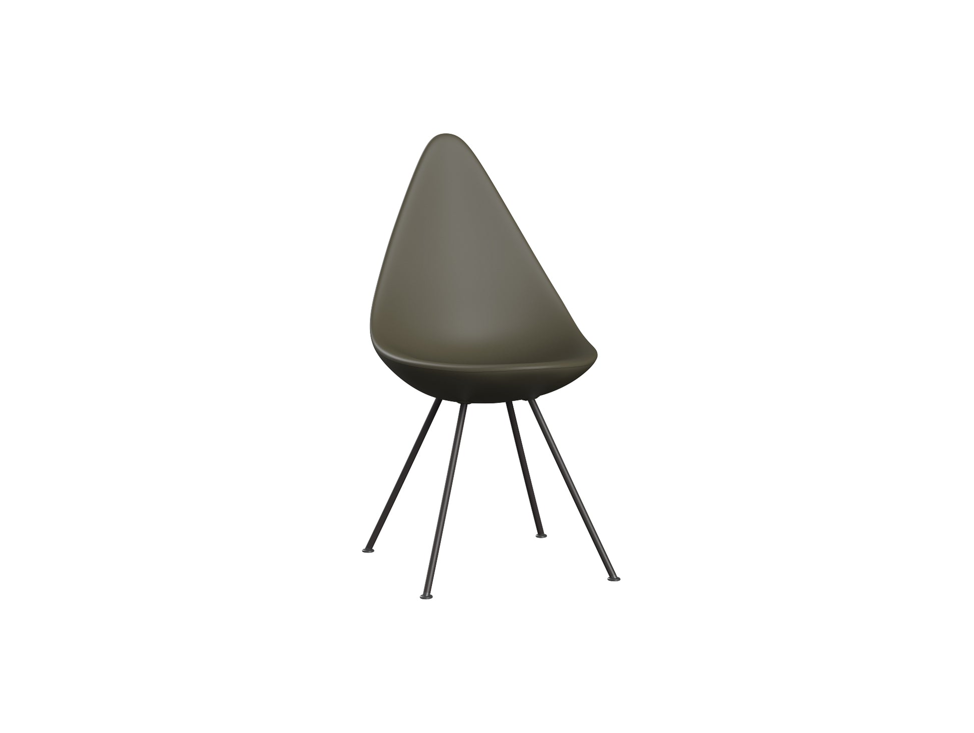 Drop Dining Chair Plastic (3110) by Fritz Hansen - Olive / Warm Graphite Base