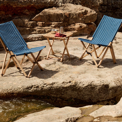 Outdoor Market Folding Chair by HAY - Blue with Beige Stripe
