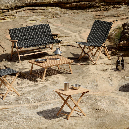 Outdoor Market Folding Chair by HAY - Black with Beige Stripe