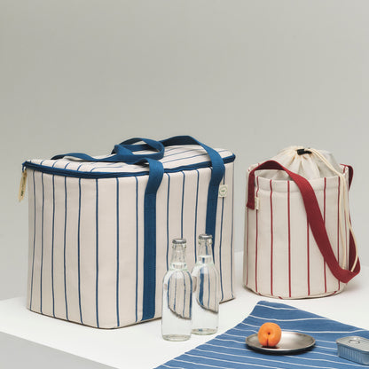 Outdoor Market Tea Towel by HAY - Blue with Beige Stripe 