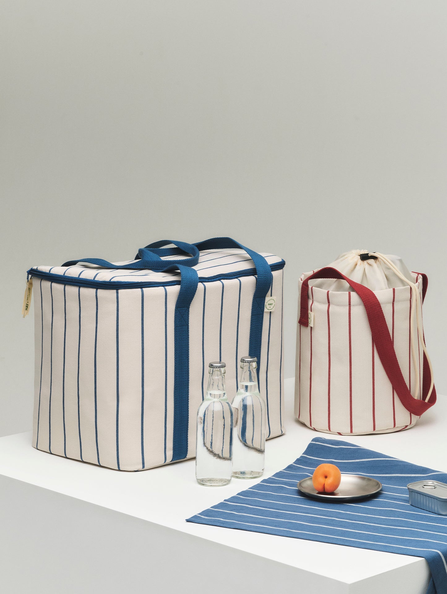 Outdoor Market Tea Towel by HAY - Blue with Beige Stripe 