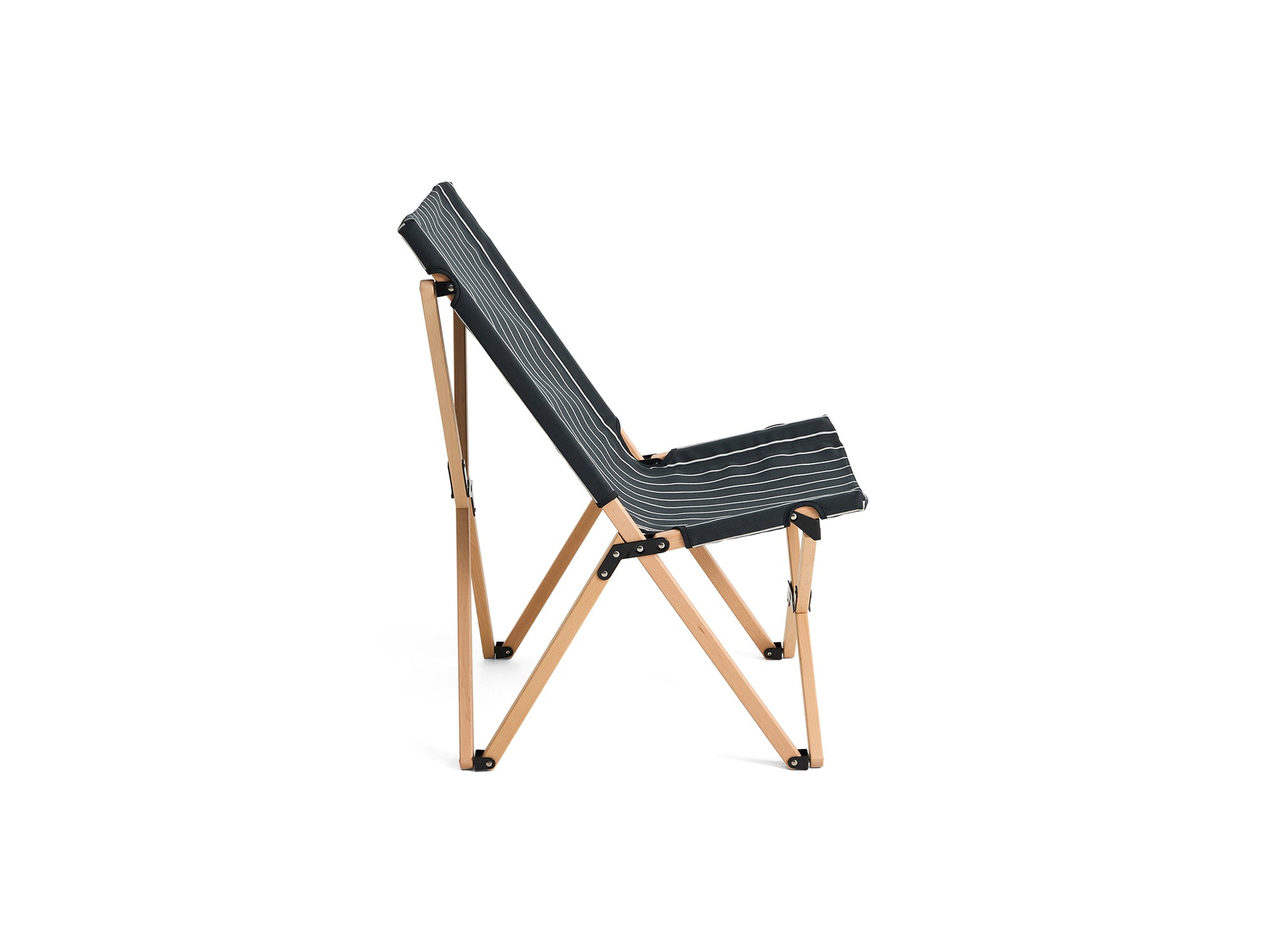 Outdoor Market Folding Chair by HAY - Black with Beige Stripe