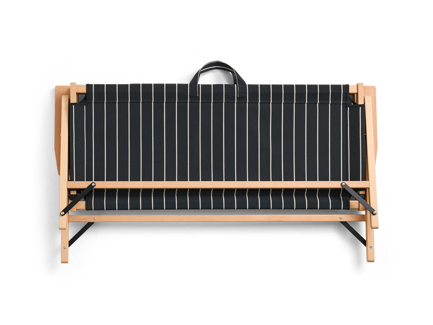 Outdoor Market Folding Sofa by HAY - Black with Beige Stripe