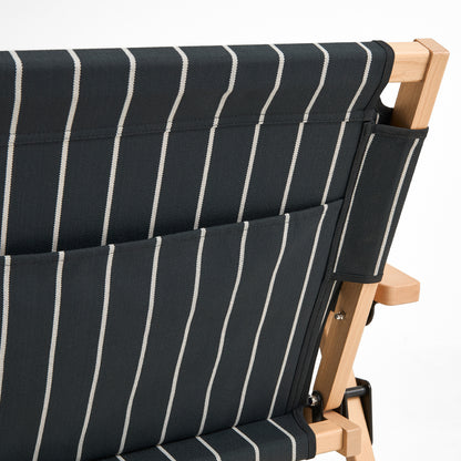 Outdoor Market Folding Sofa by HAY - Black with Beige Stripe