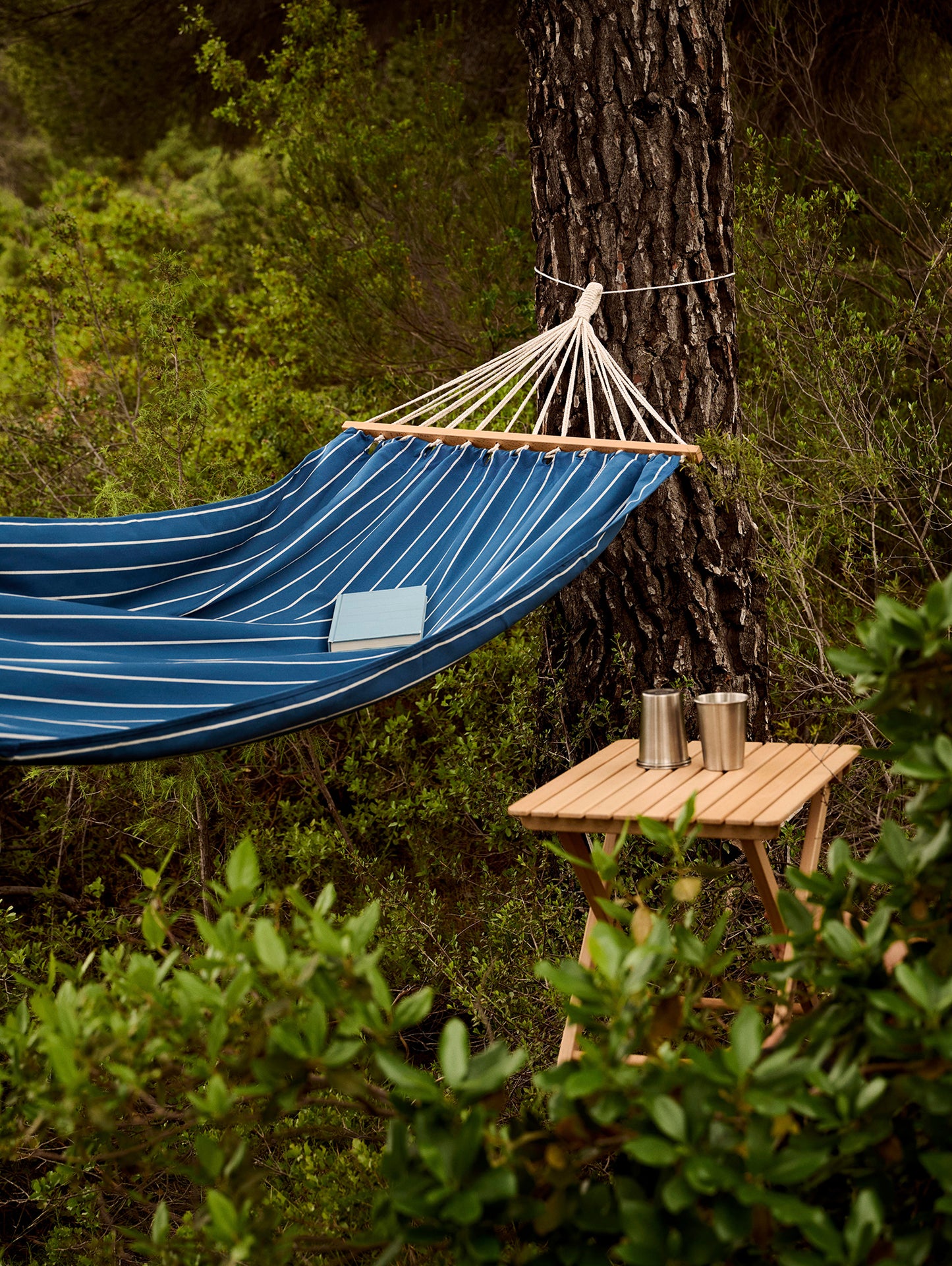 Outdoor Market Hammock by HAY - Blue with Beige Stripe