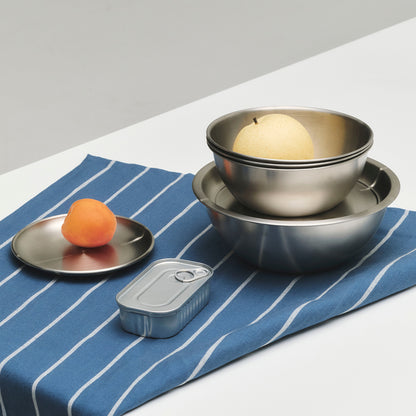 Outdoor Market Tea Towel by HAY - Blue with Beige Stripe 