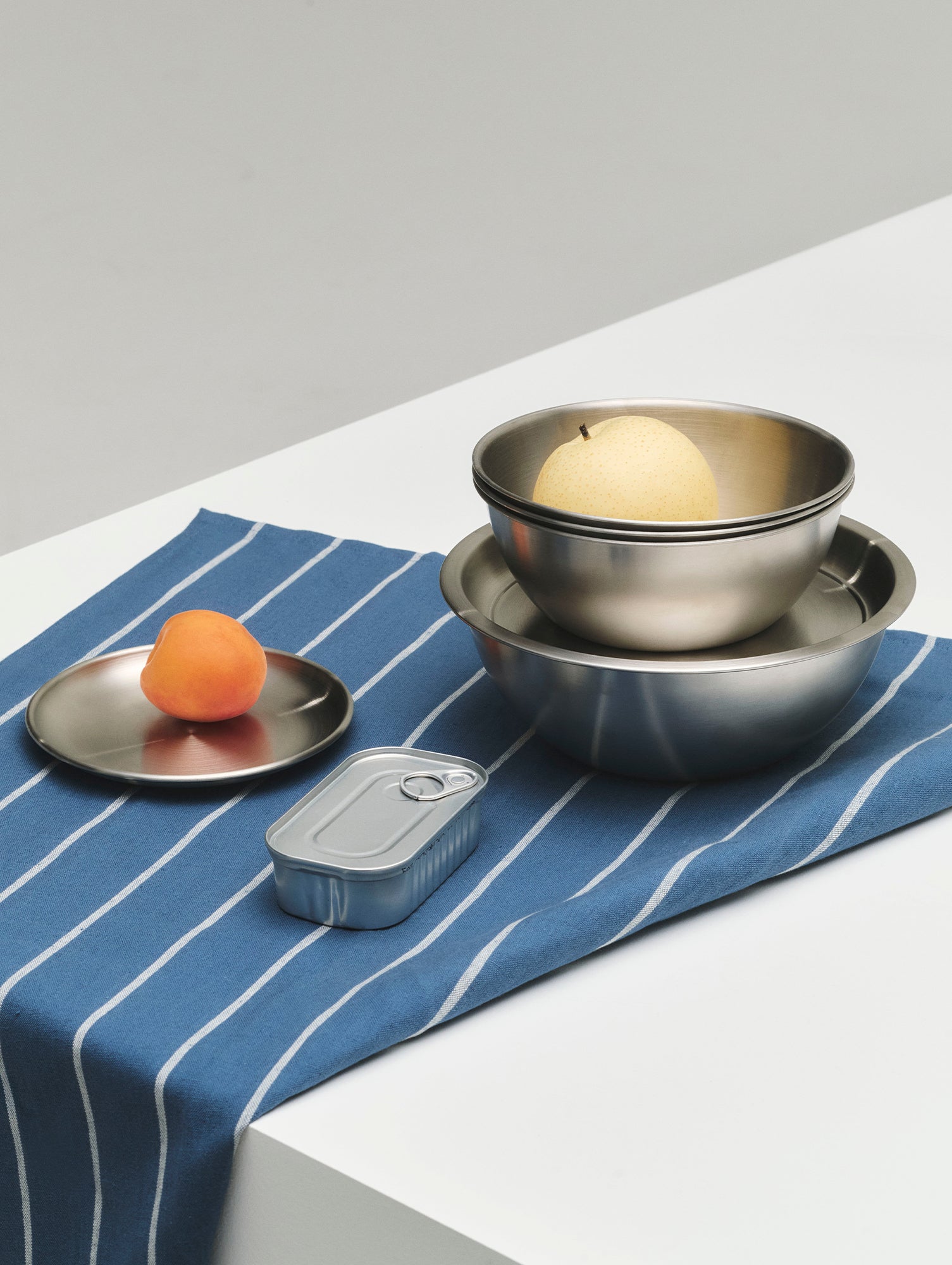 Outdoor Market Tea Towel by HAY - Blue with Beige Stripe 