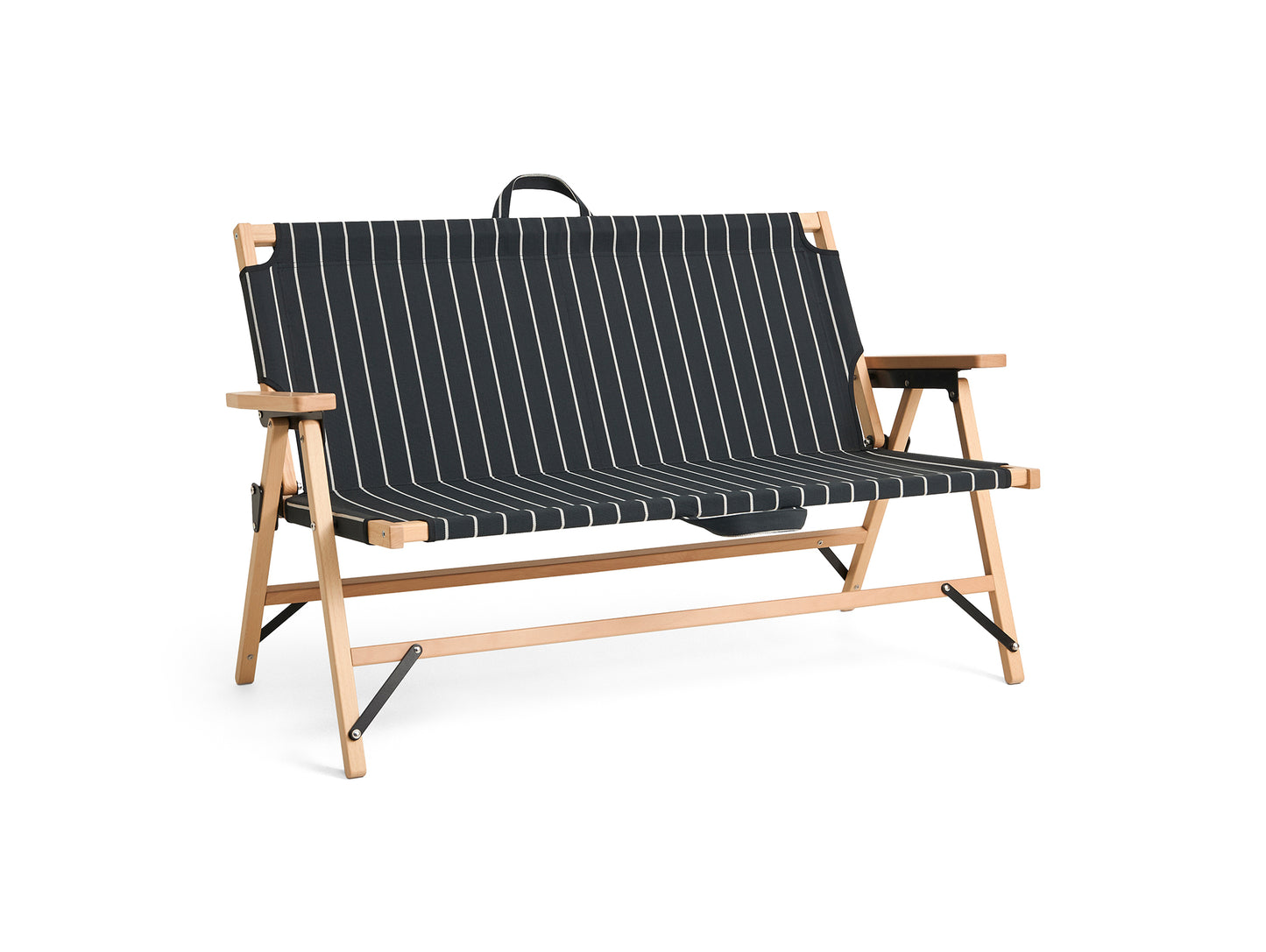 Outdoor Market Folding Sofa by HAY - Black with Beige Stripe