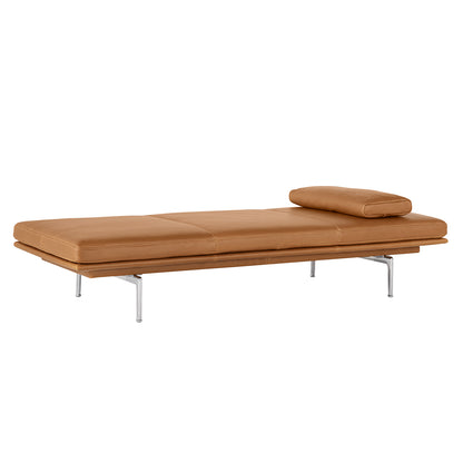 Outline Daybed With Cushion in Cognac Refine Leather / Aluminium Legs by Muuto