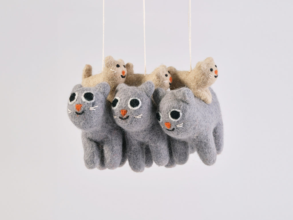 Pabs Cat Felted Hanging Decorations by Wrap Stationery