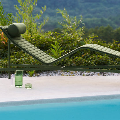 HAY Palissade Chaise Longue in Olive with Quilted Cushion and Headrest