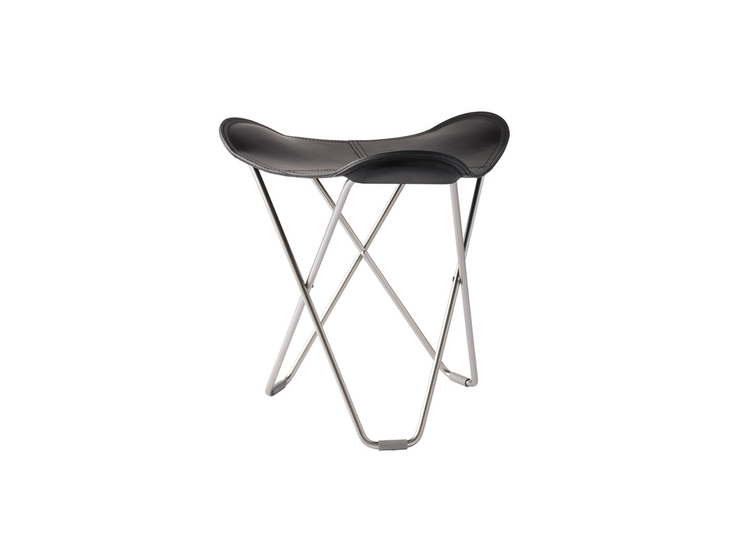 Pampa Flying Goose Stool by Cuero - Chrome Frame / Black Leather