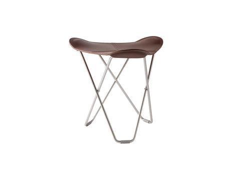Pampa Flying Goose Stool by Cuero - Chrome Frame / Chocolate Leather