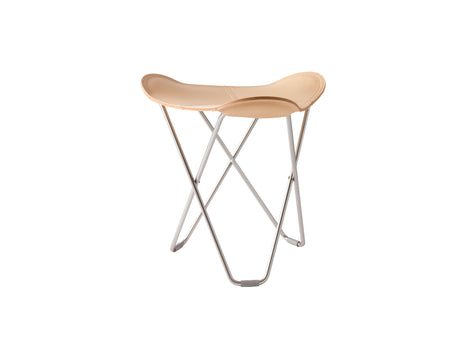 Pampa Flying Goose Stool by Cuero - Chrome Frame / Crude Leather
