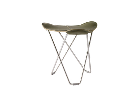 Pampa Flying Goose Stool by Cuero - Chrome Frame / Grass Green Leather