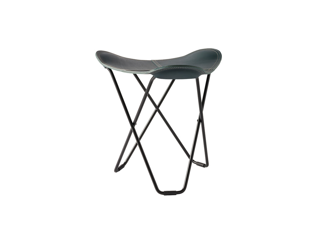 Pampa Flying Goose Stool by Cuero - Black Frame / Ocean Blue Leather