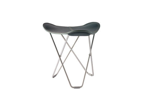 Pampa Flying Goose Stool by Cuero - Chrome Frame / Ocean Blue Leather