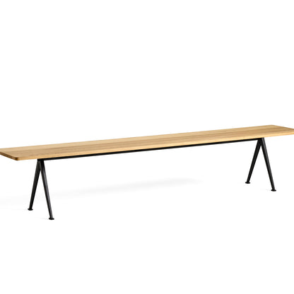 Pyramid Bench 12 by HAY - 250 cm / Black Base / Clear Lacquered Oak