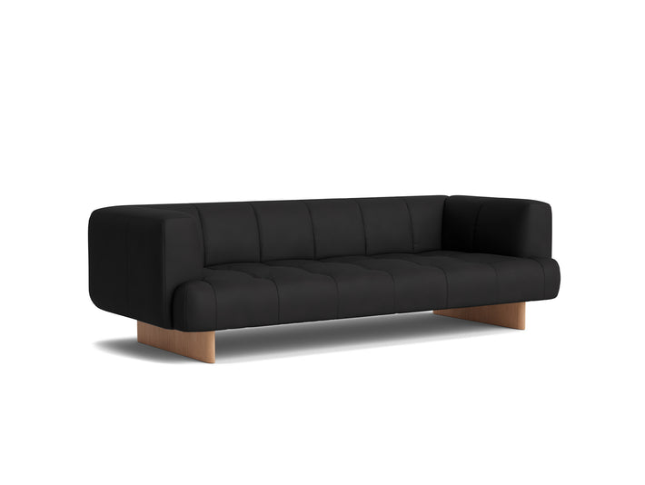 Quilton Lift 3-Seater Sofa by HAY - Lacquered Oak Base /  Black Sense Leather